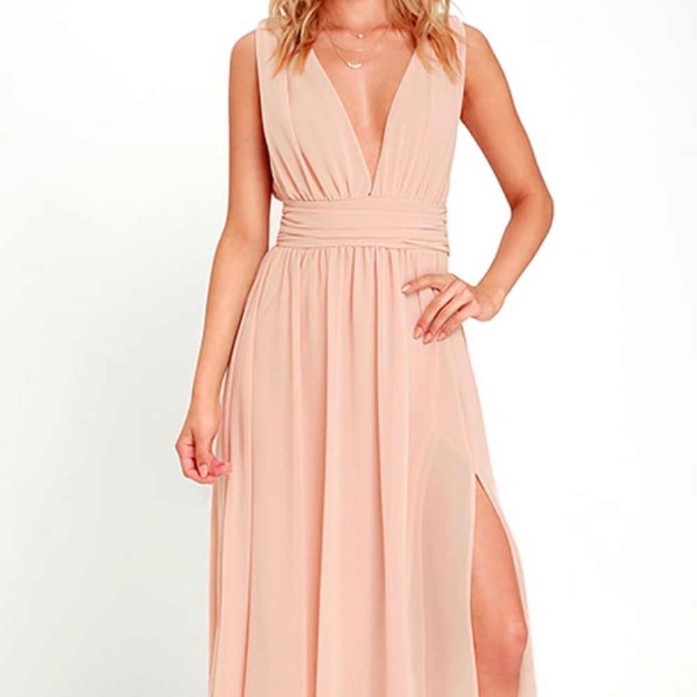 Lulus Heavenly Hues Blush Maxi Bridesmaid Dress